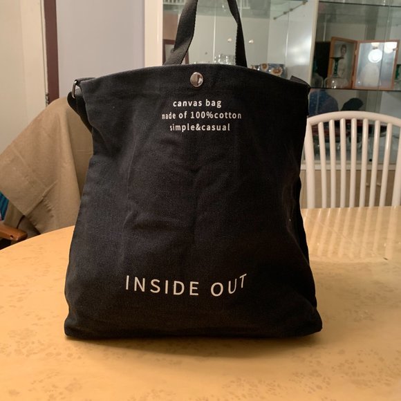 Black Canvas Tote  Large Capacity   17.7 x 5.9 x15,4 inches - Picture 2 of 4